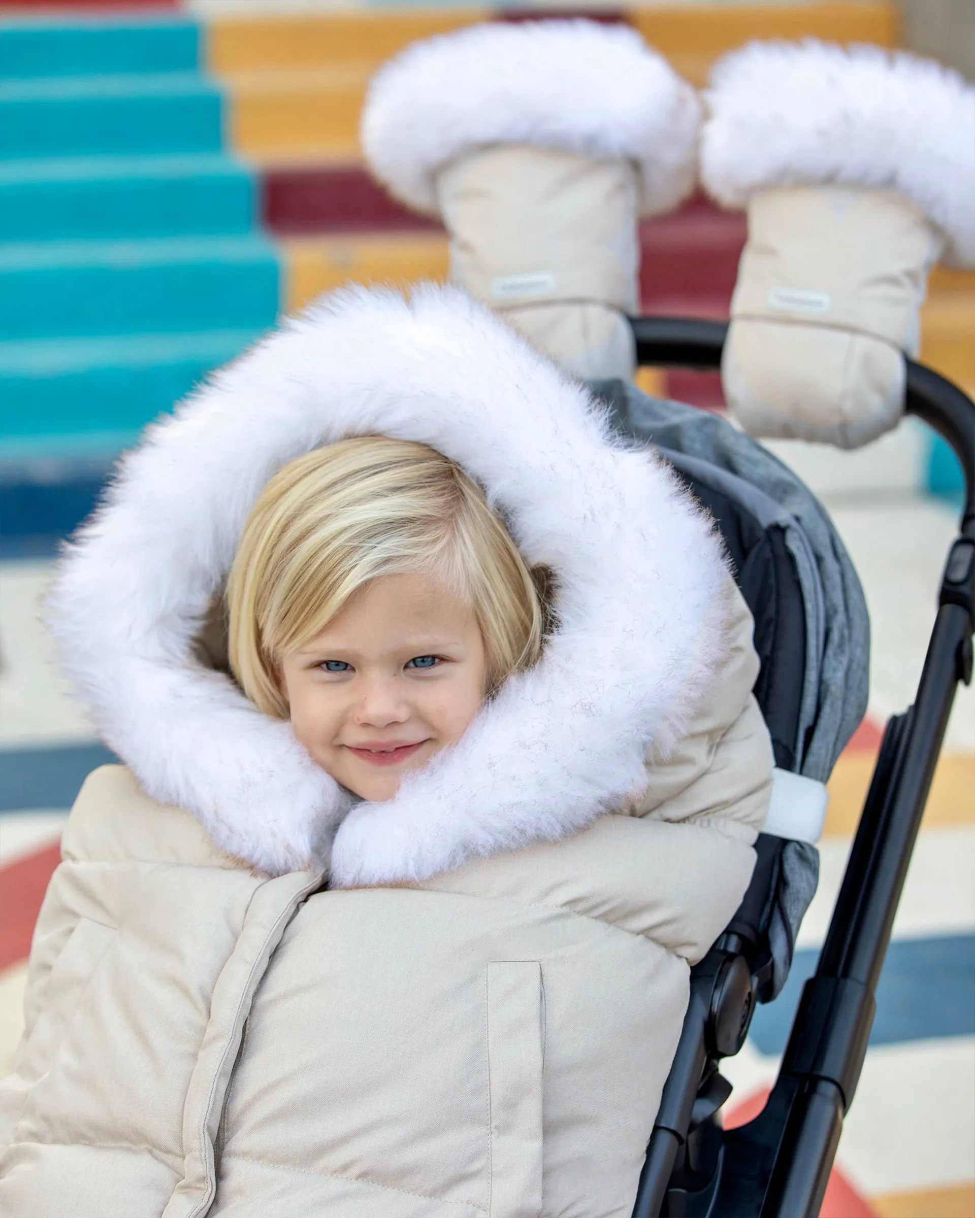 7 A.M. Enfant Blanket 212 Evolution - White Fur & Beige Heather Tundra