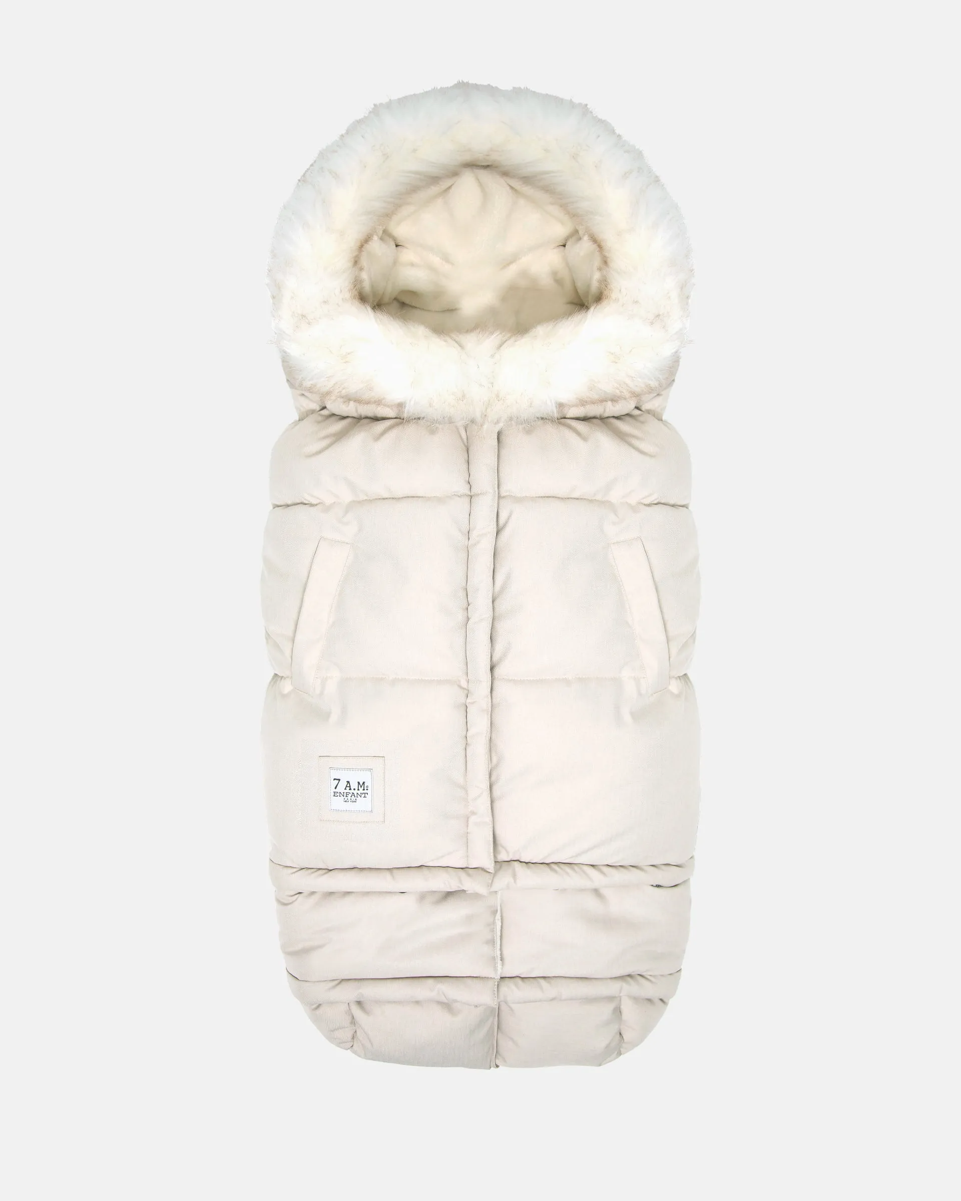 7 A.M. Enfant Blanket 212 Evolution - White Fur & Beige Heather Tundra