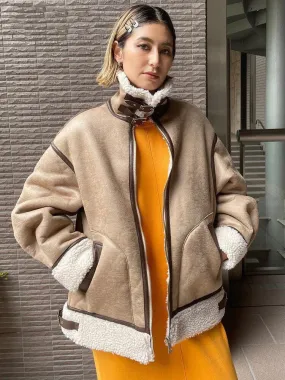 Autumn Winter Women Warm Faux Fur Fleece Coat Jacket Lambs Wool Coat