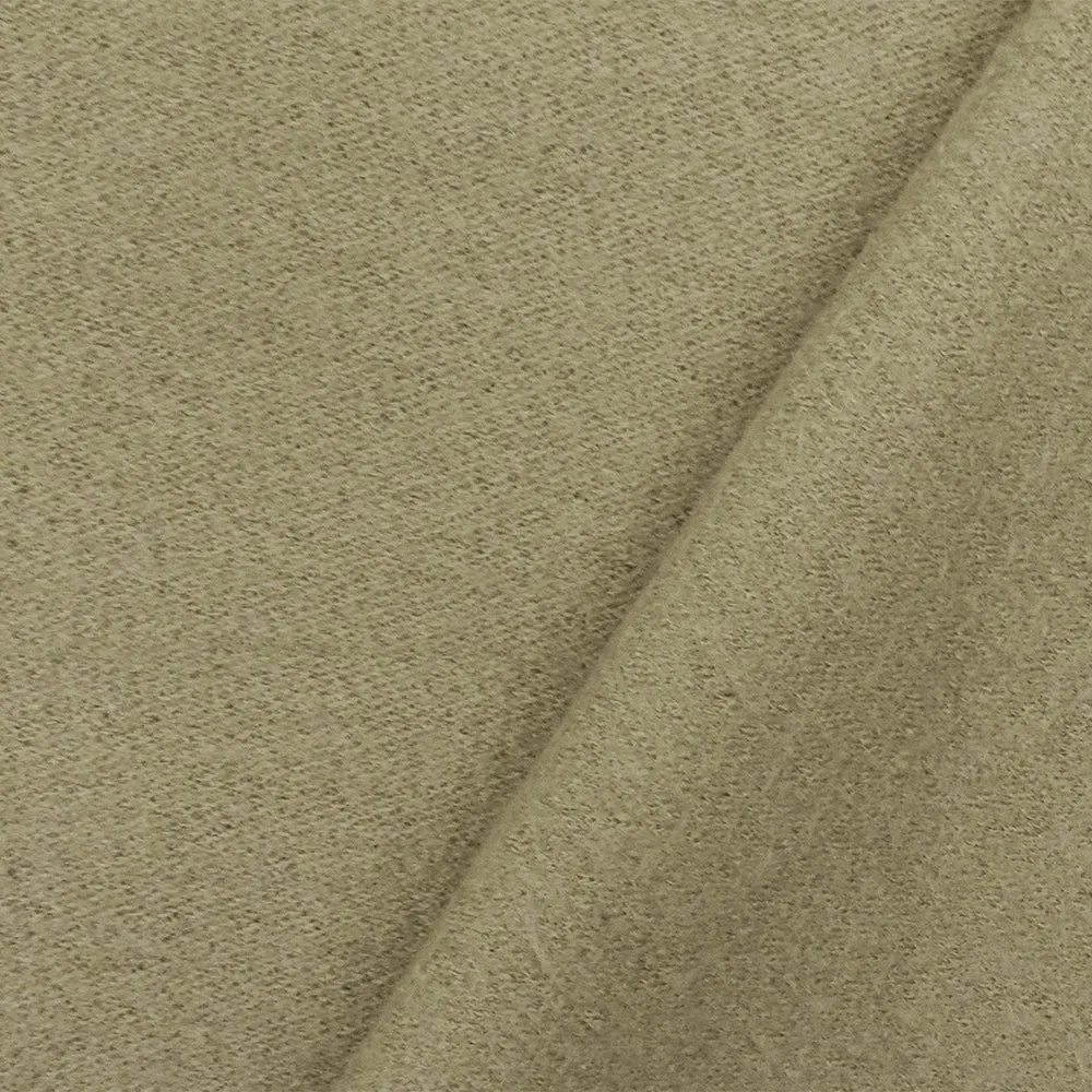 Beige Solid Wool Poly Double Brushed Knit Jacketing Fabric