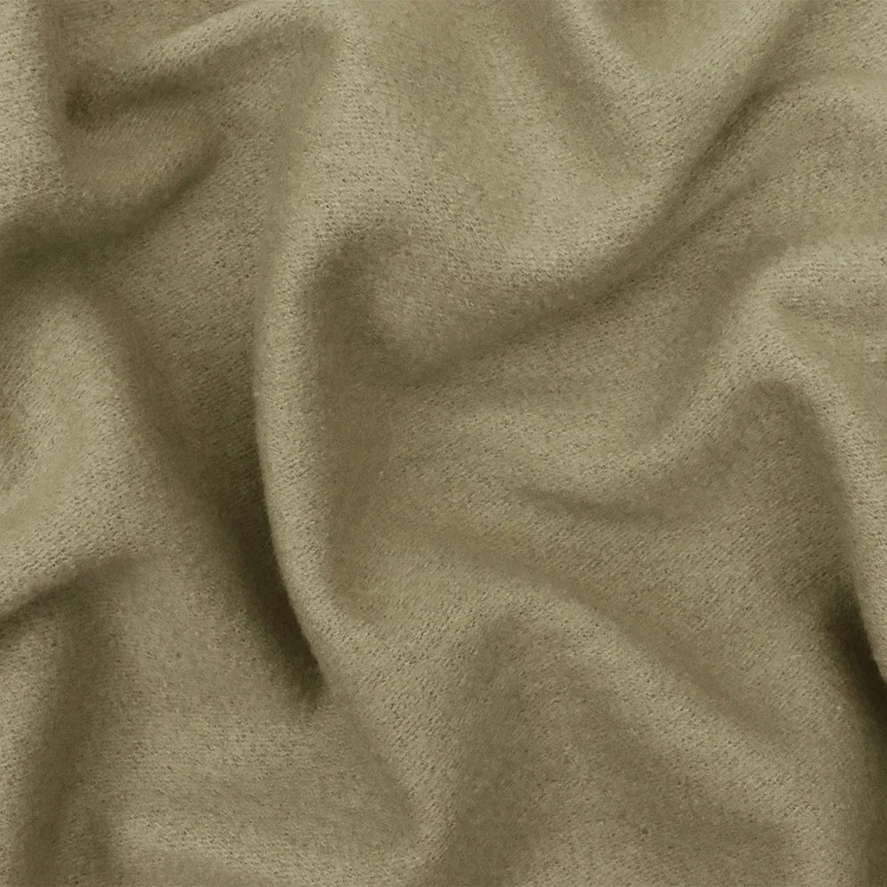 Beige Solid Wool Poly Double Brushed Knit Jacketing Fabric