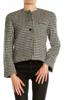 Black and White Houndstooth Cropped Jacket