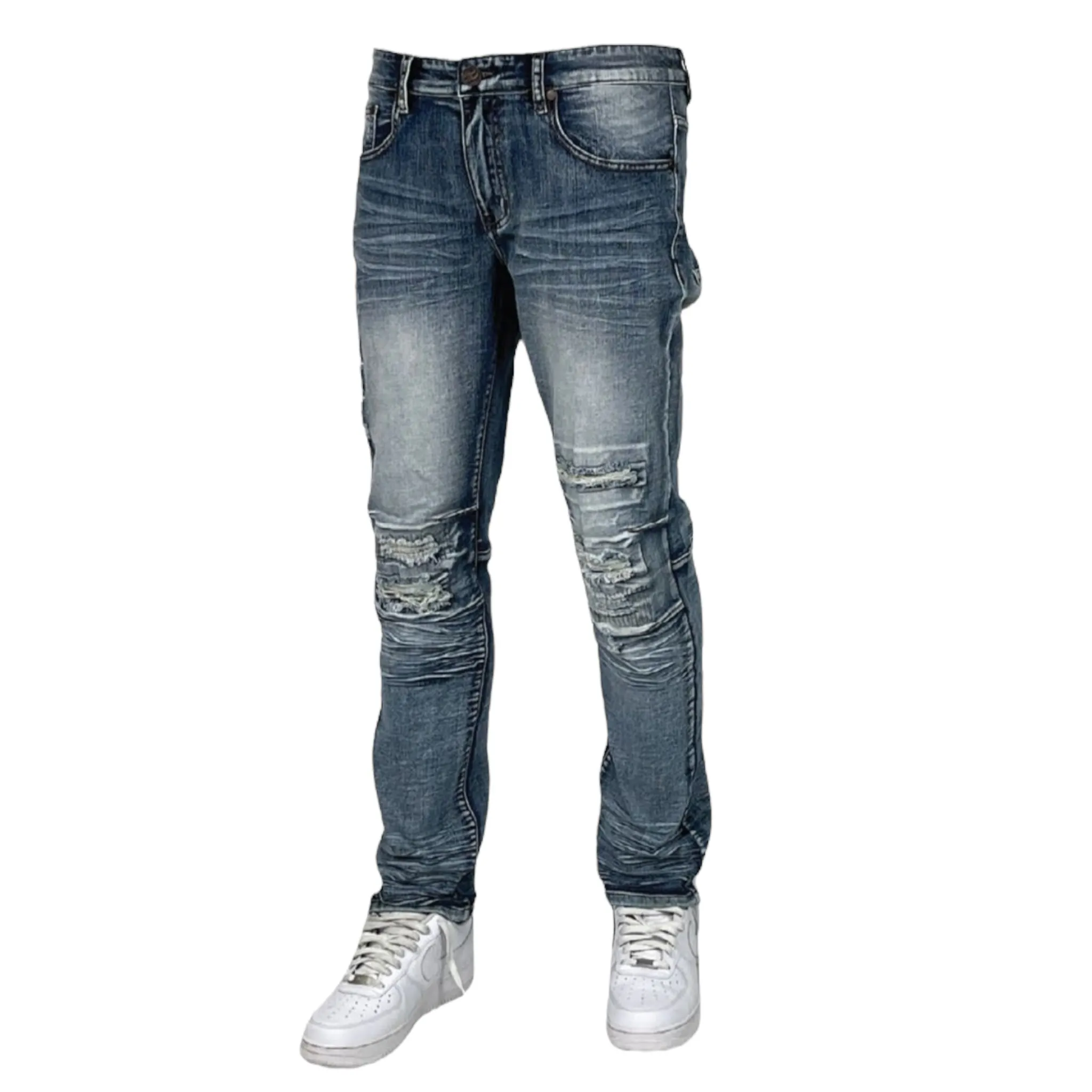 BLIND TRUST: Distressed Slim Jeans BTP24950