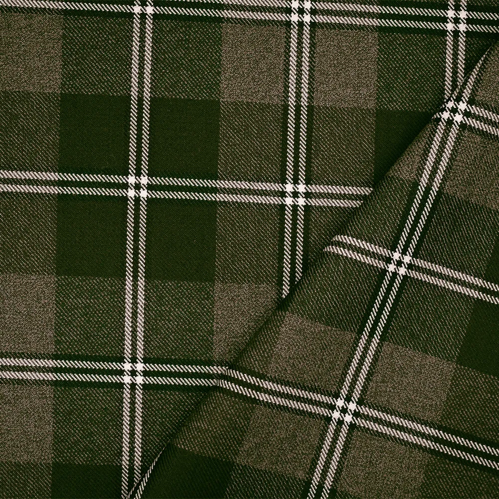 Brown-Black-Multi Wool-Polyester Plaid Woven Suiting Fabric