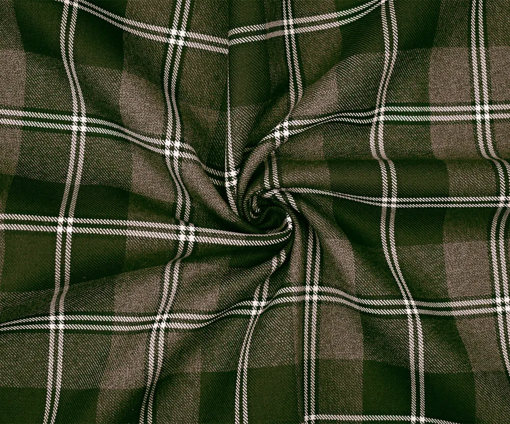 Brown-Black-Multi Wool-Polyester Plaid Woven Suiting Fabric