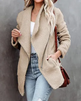 Casual Fleece Fuzzy Coats Faux Shearling Shaggy Jacket