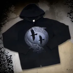 *DESIGN BY HUMANS* (DARK NAVY) ZIP UP HOODIE (DISTRESSED LOGO STYLE)