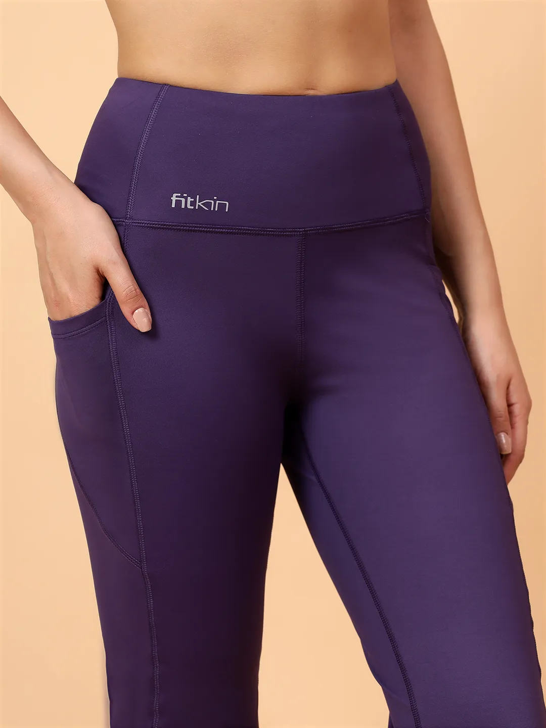 Fitkin Women Purple All Day Bootcut Active Pants