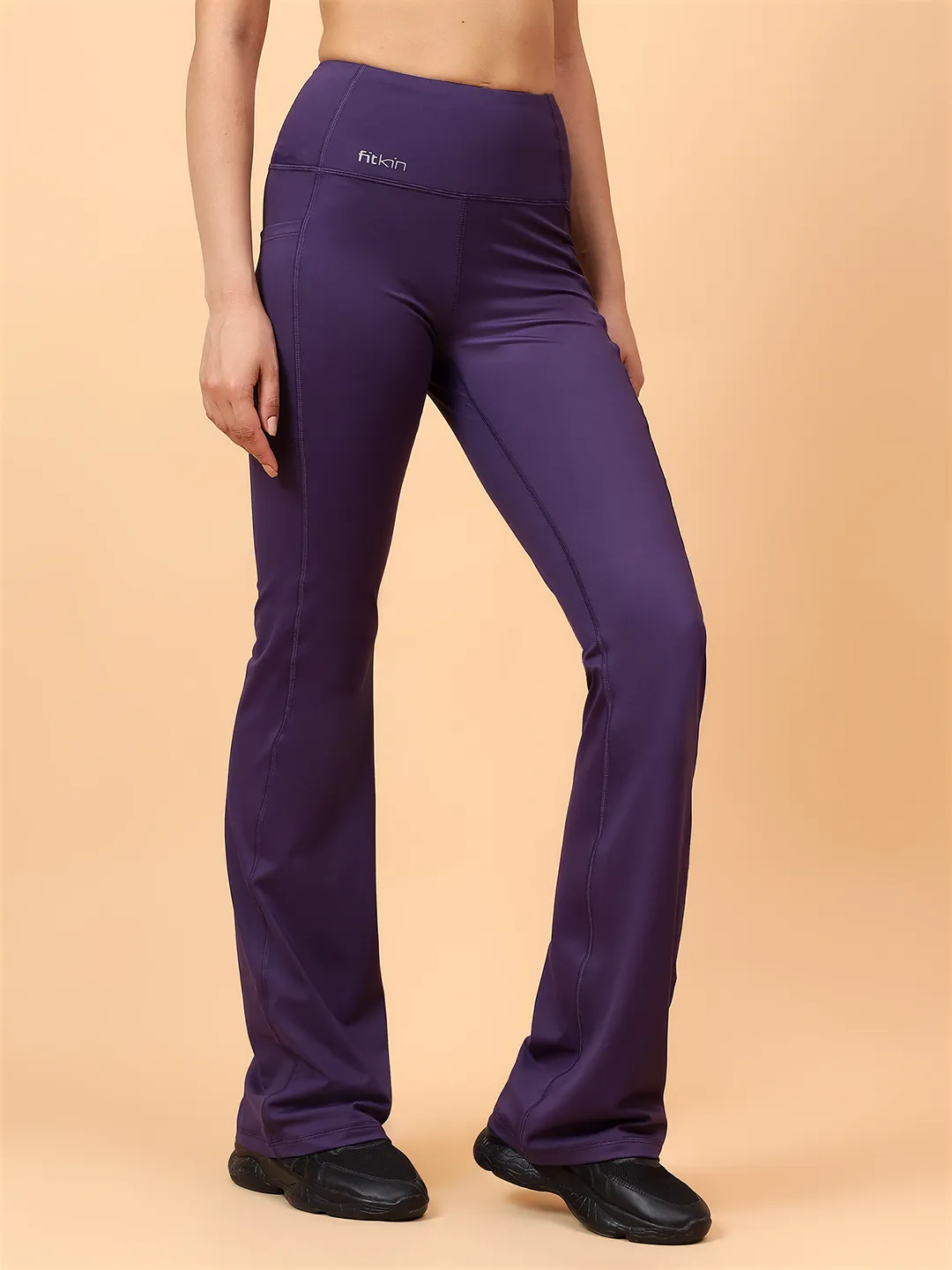 Fitkin Women Purple All Day Bootcut Active Pants