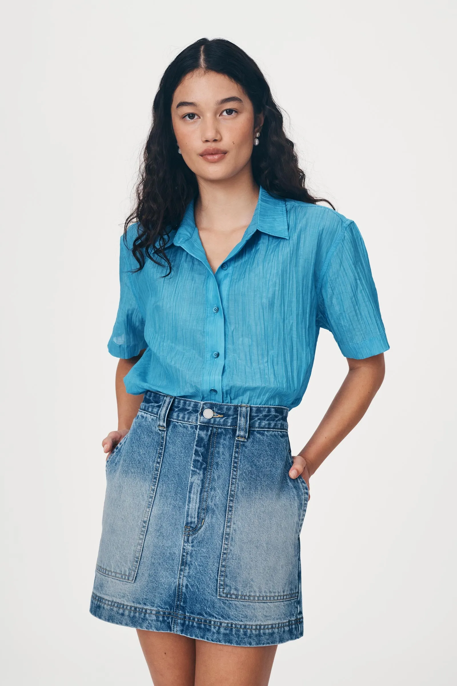 Georgia Denim Mini Skirt - Classic Wash