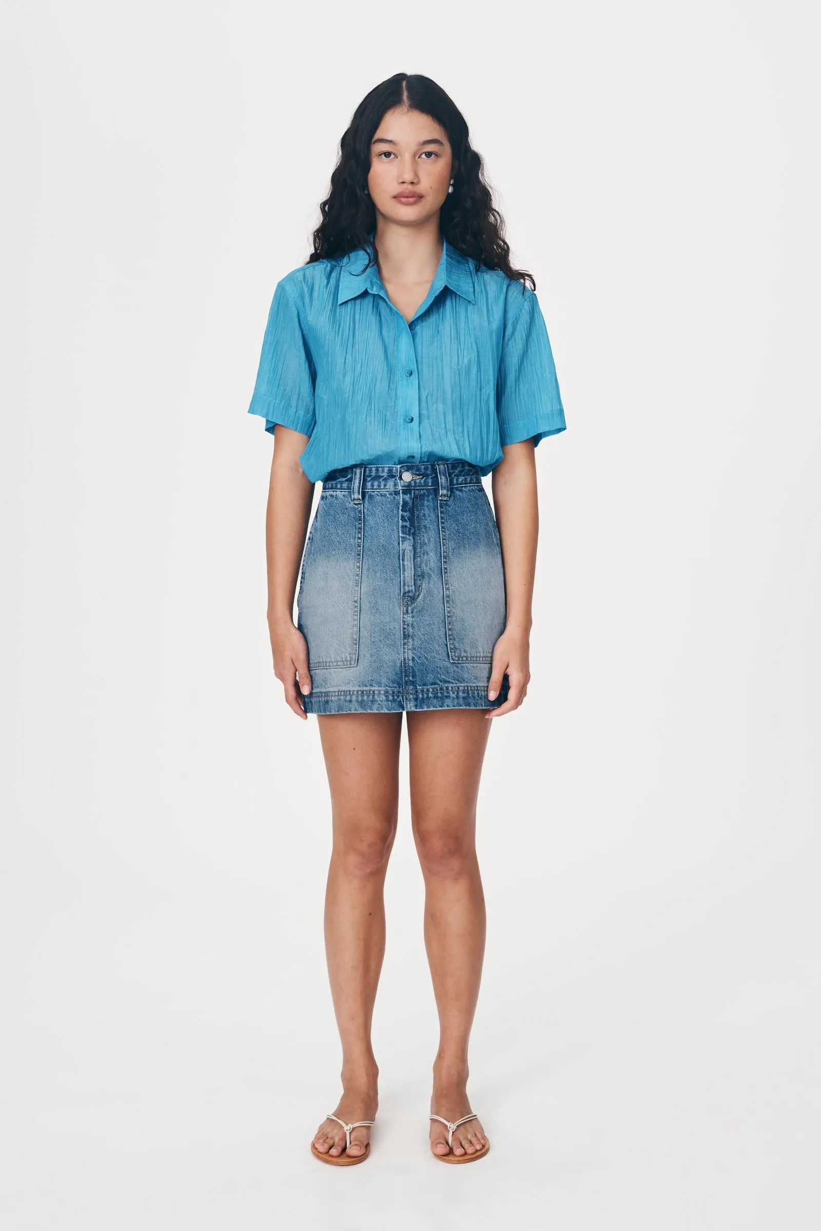 Georgia Denim Mini Skirt - Classic Wash