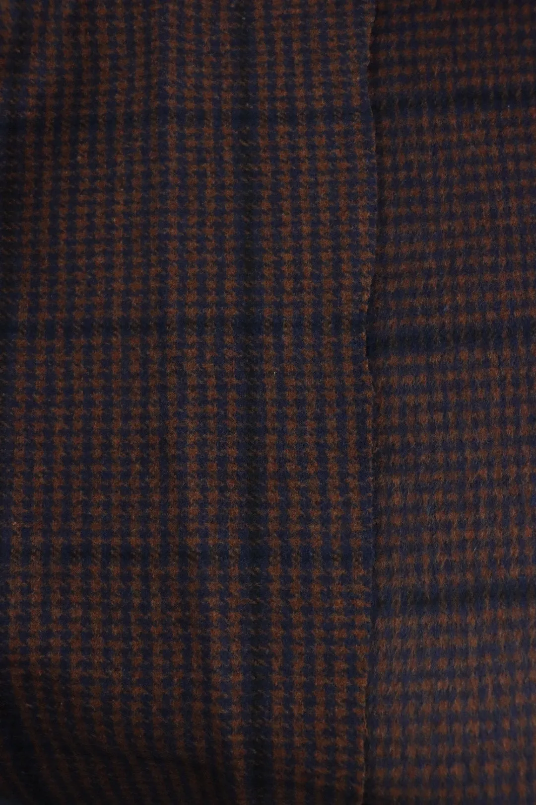 Gingerbread & Navy Plaid Melton Double Weave Wool | By The Half Yard