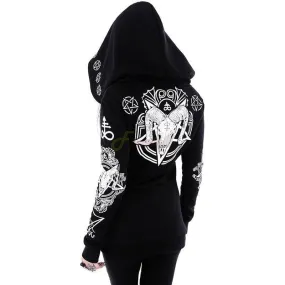 Gothic Zip Up Print Hoodie