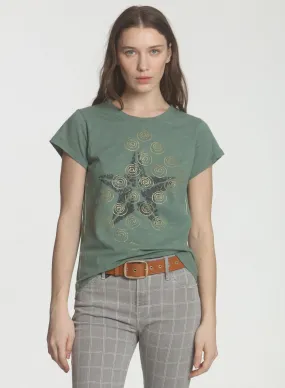 Graphic Ava Tee - OD Green Star Swirls