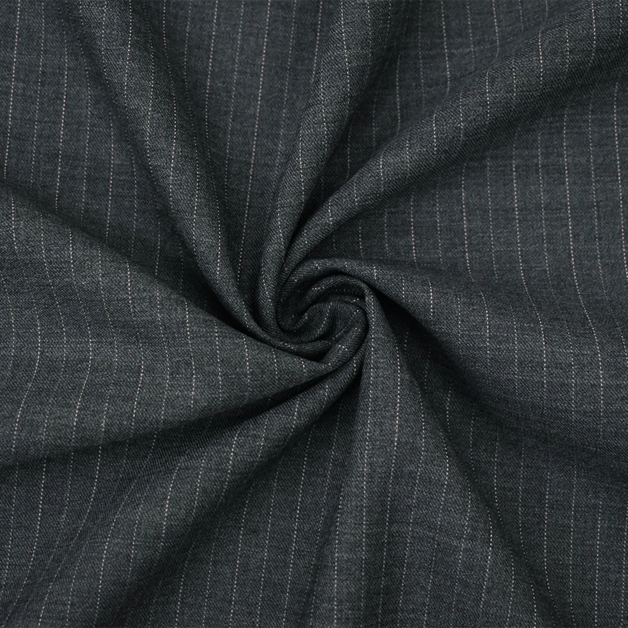 Gray-Pink Poly-Wool Pinstripe Woven Twill Suiting Fabric