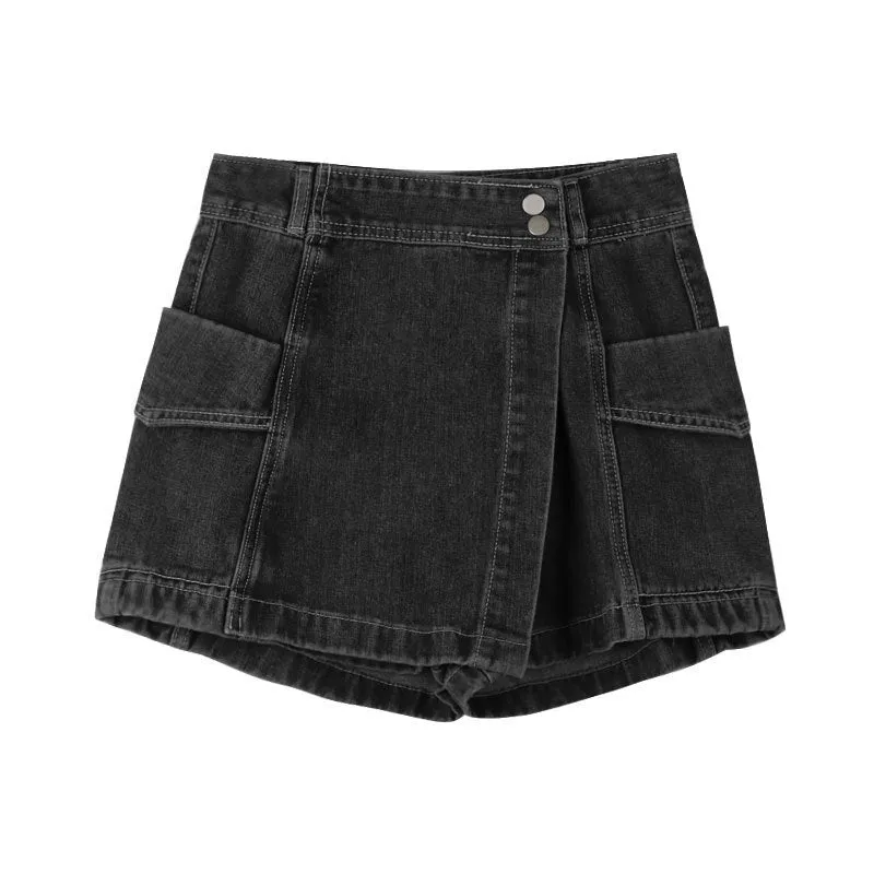 Irregular denim retro slim skirt