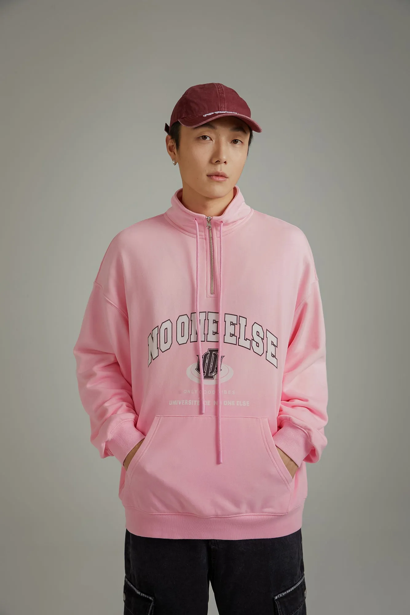 Logo Half Zip-Up Boxy Hoodie