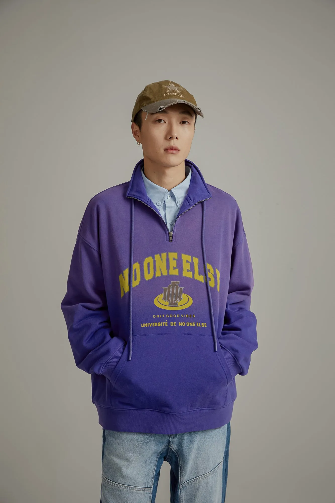 Logo Half Zip-Up Boxy Hoodie