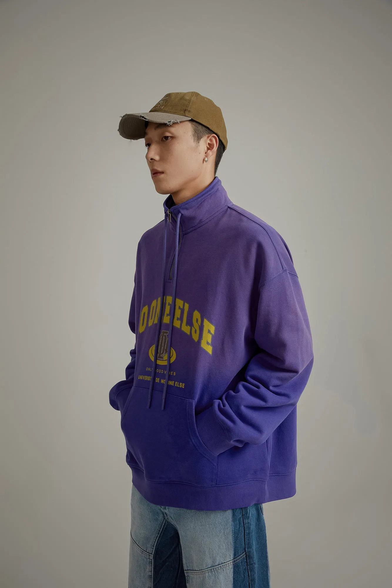 Logo Half Zip-Up Boxy Hoodie