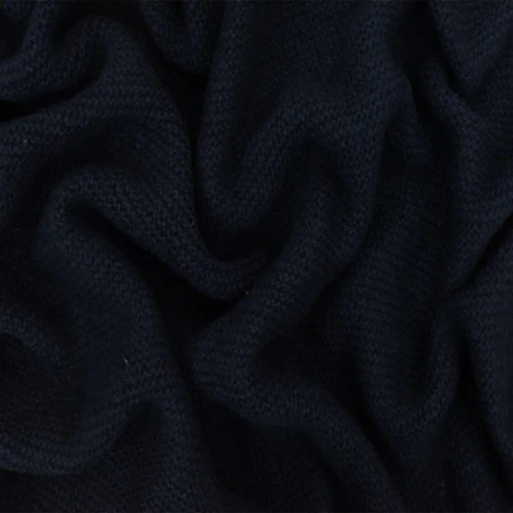 Midnight Blue Solid Wool-Poly Sweater Knit Fabric