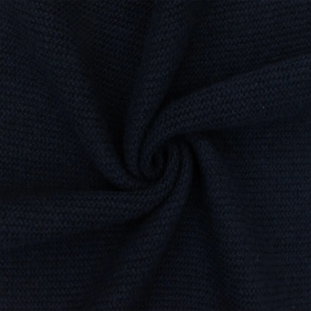 Midnight Blue Solid Wool-Poly Sweater Knit Fabric