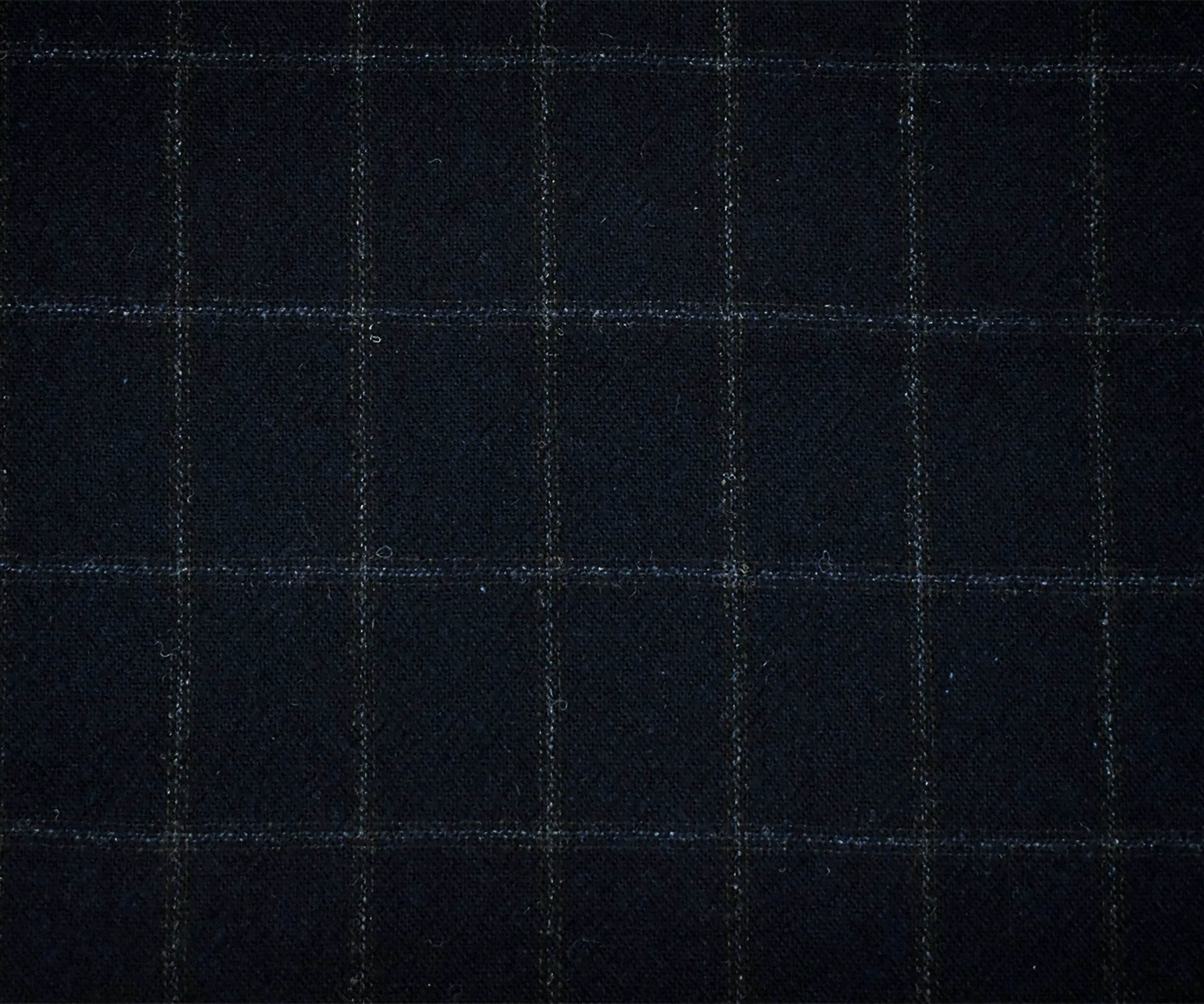 Midnight Navy-Gray-Brown Wool  Check Plaid Jacketing Woven Fabric