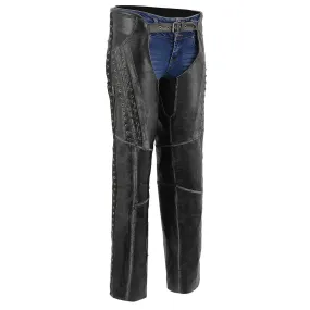 Milwaukee Leather Premium Black Leather Motorcycle Chaps for Women w/