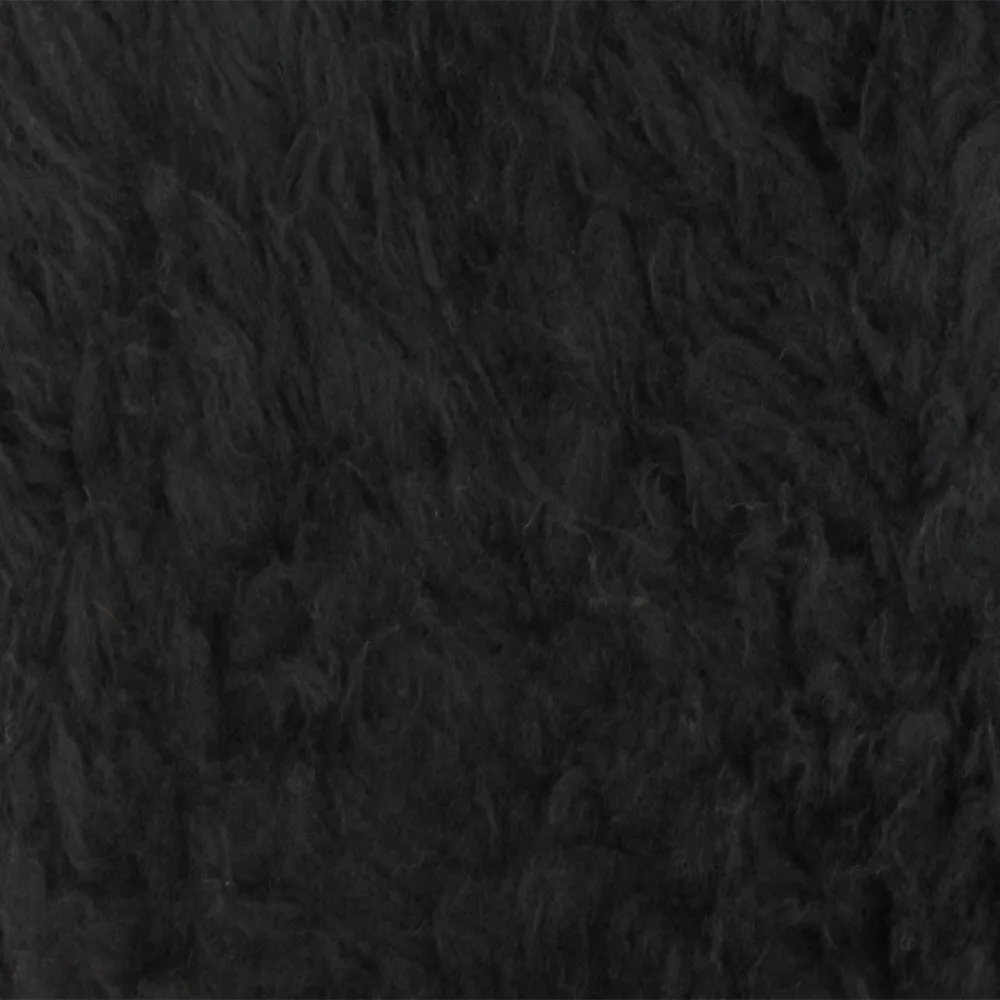 Moody Black Texture Poly-Wool Shaggy Faux Fur Knit Coating Fabric