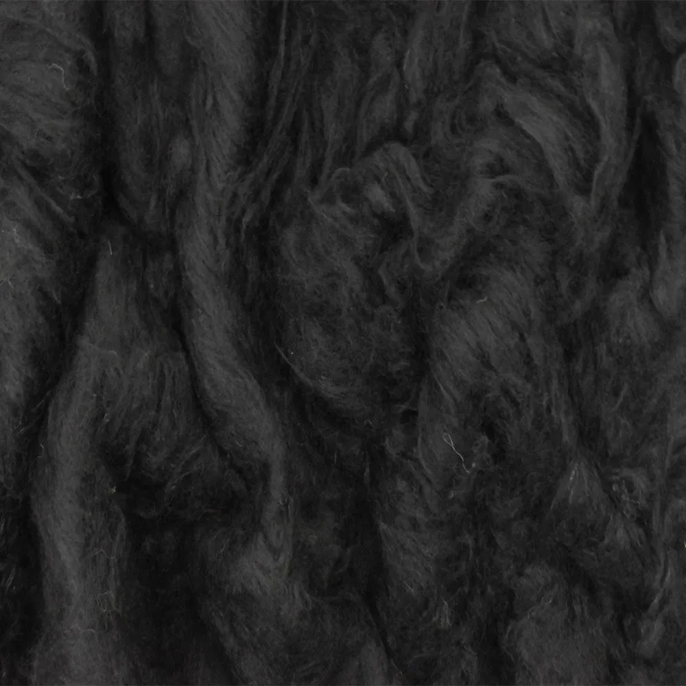 Moody Black Texture Poly-Wool Shaggy Faux Fur Knit Coating Fabric