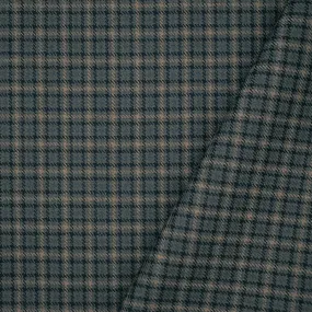 Navy-Beige-Multi Polyester Wool Plaid Check Twill Woven Suiting Fabric