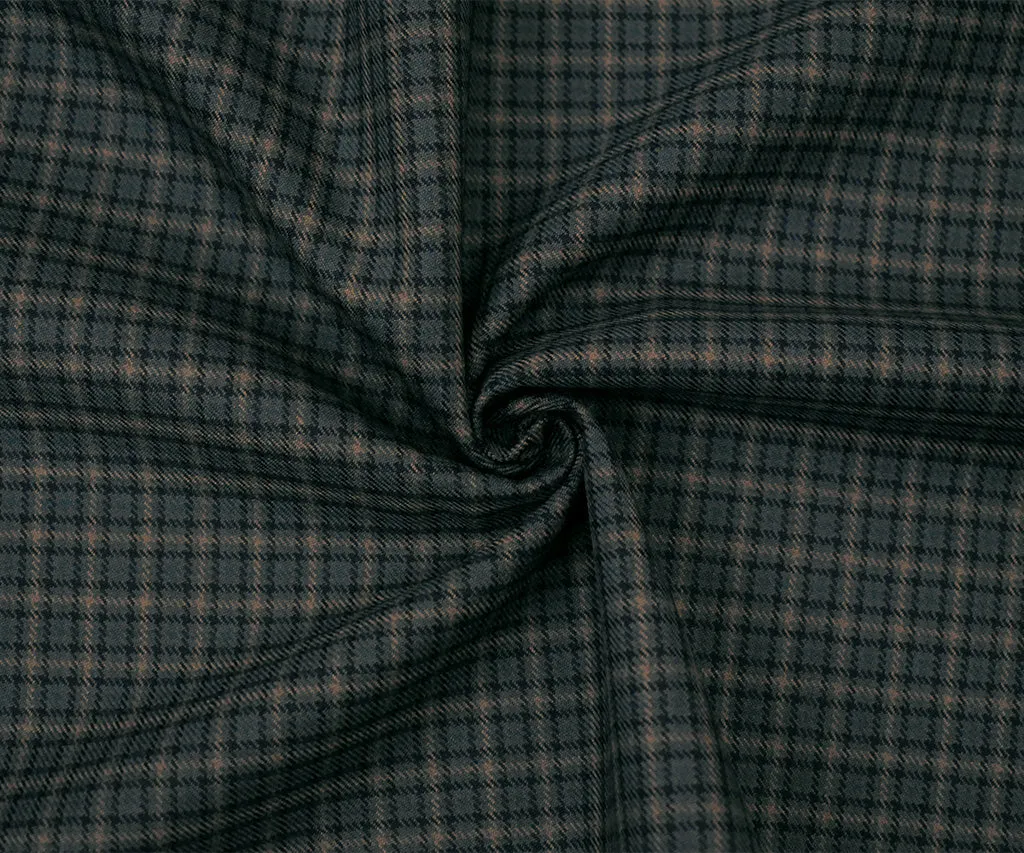 Navy-Beige-Multi Polyester Wool Plaid Check Twill Woven Suiting Fabric