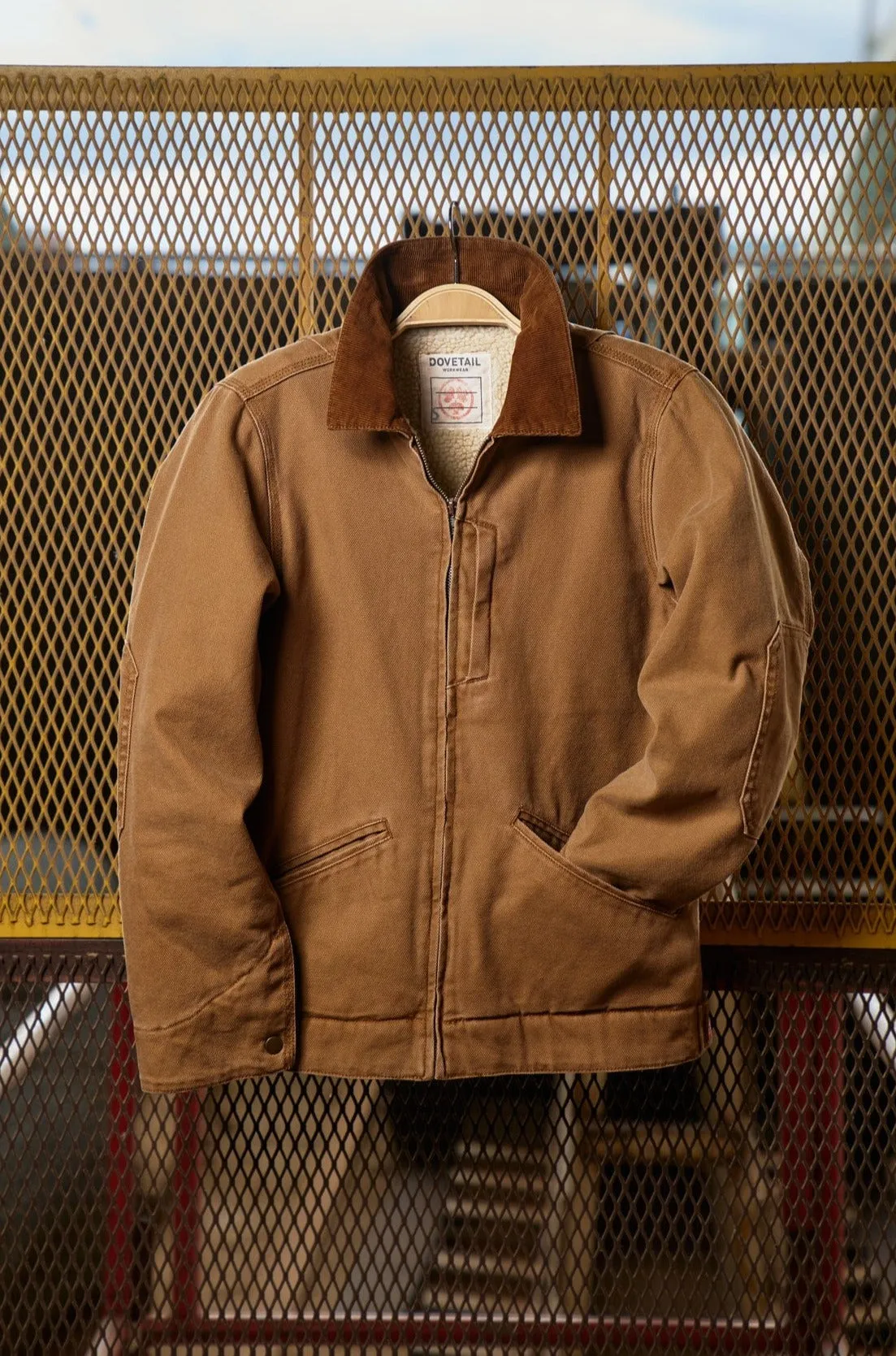 Old School Trucker Canvas Work Jacket in Vintage Brown