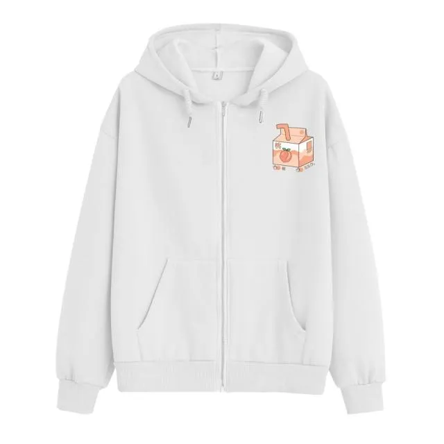 Peach Milk Box Soft Zip-Up Hoodie