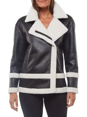 Sanctuary
 Faux Shearling & Faux Leather Moto Jacket