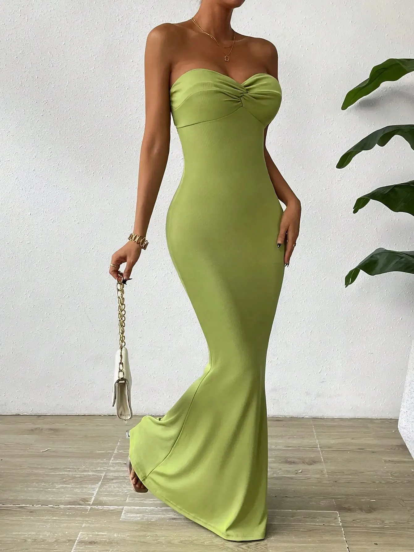 Slim Fit Sweetheart Tube Mermaid Maxi Dress