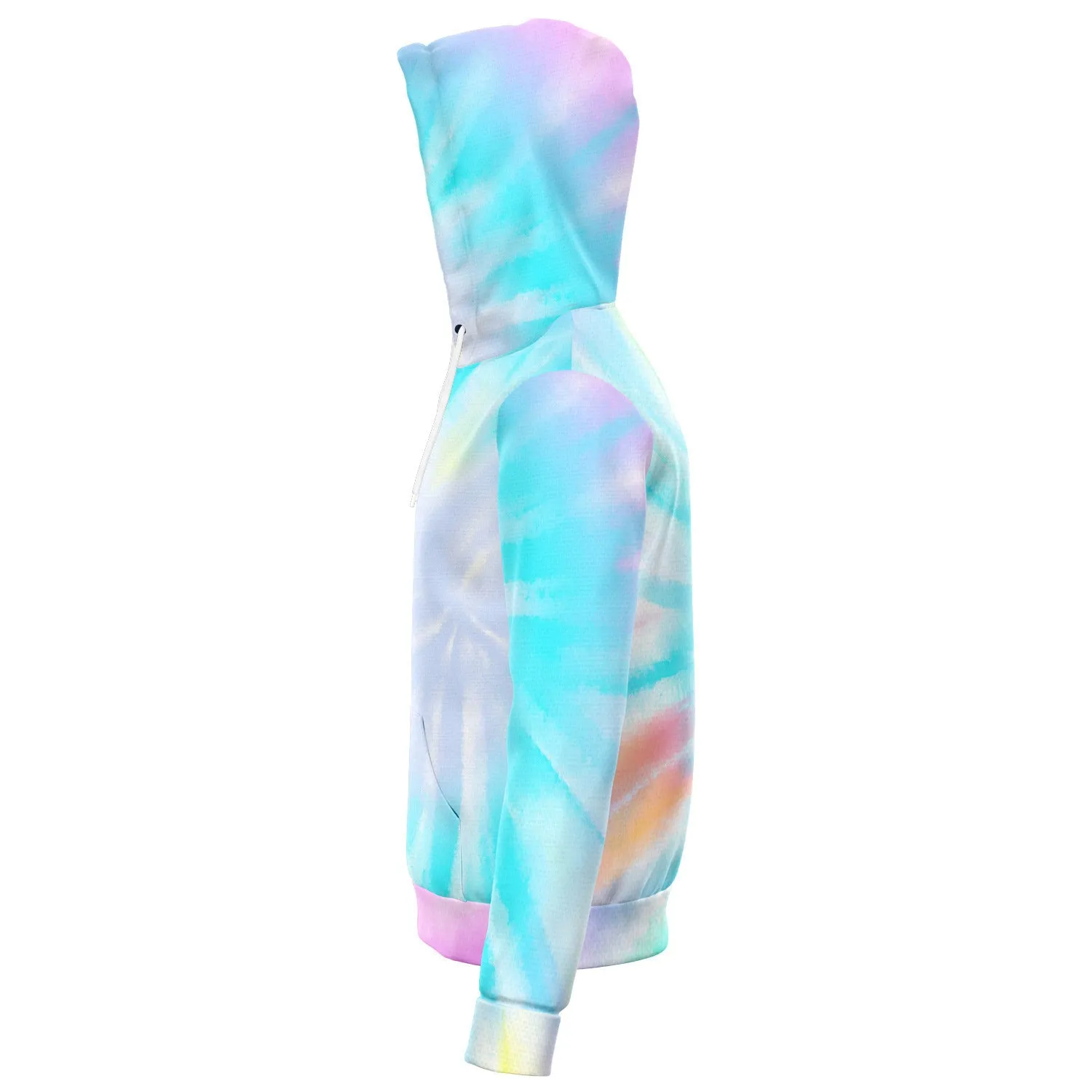 Tie Dye Rainbow Zip Up Hoodie, Pink Blue Spiral Front Zip Pocket Men Women Adult Aesthetic Graphic Cotton Hooded Sweatshirt