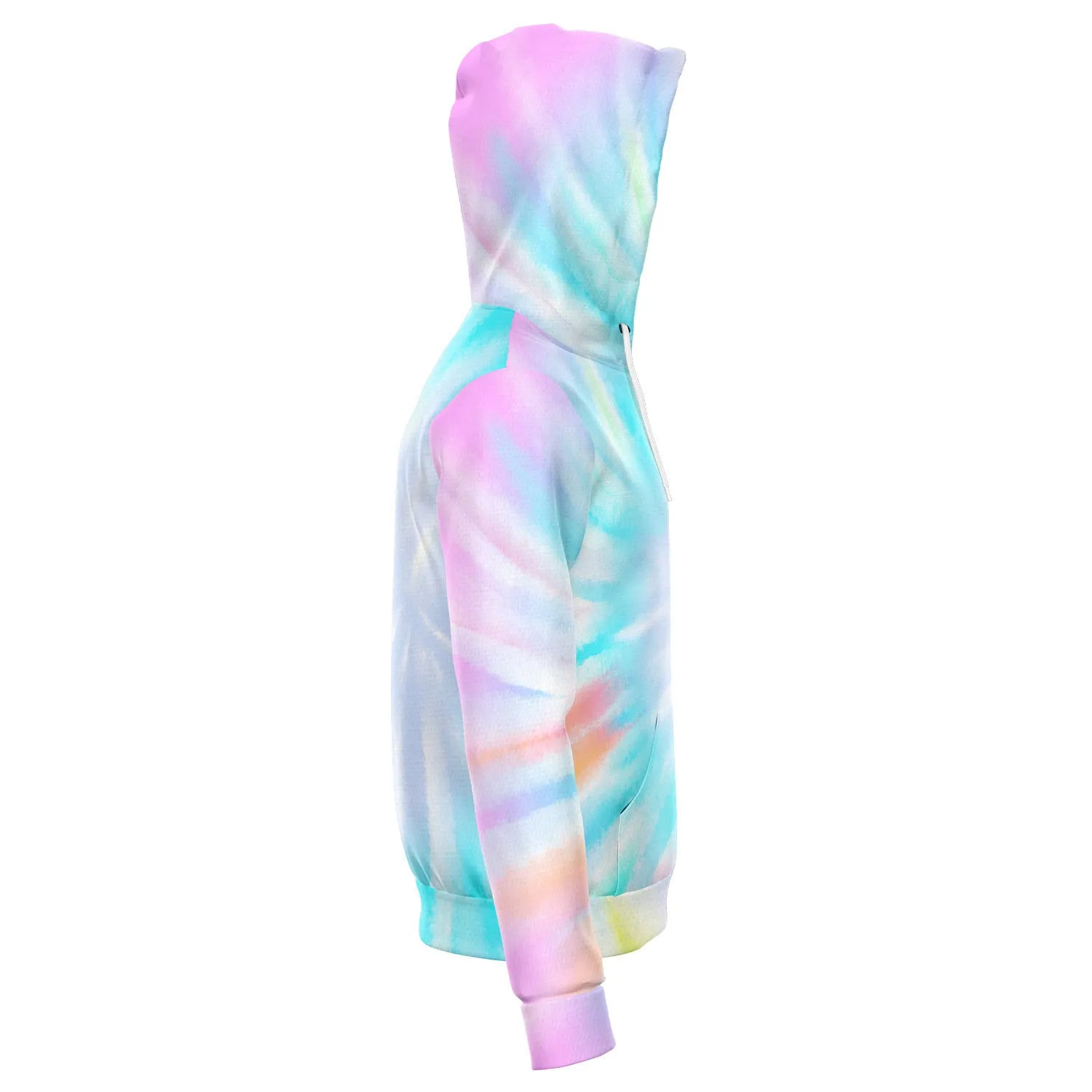 Tie Dye Rainbow Zip Up Hoodie, Pink Blue Spiral Front Zip Pocket Men Women Adult Aesthetic Graphic Cotton Hooded Sweatshirt