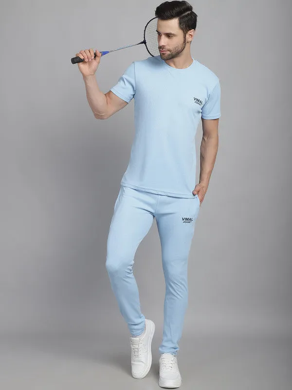 Vimal Jonney Solid Light Blue Regular Fit Polyster Lycra Trackpant For Men