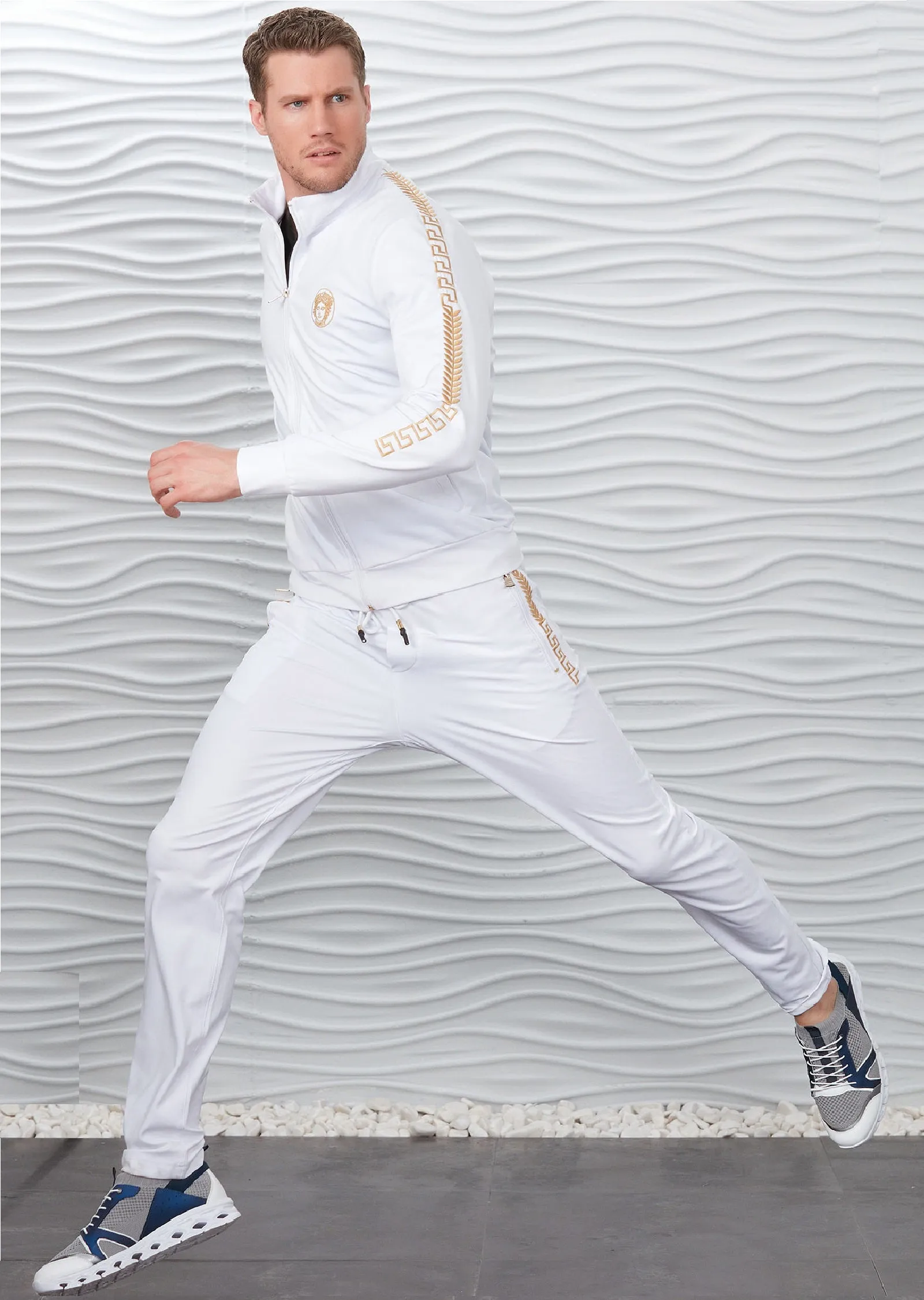 White Gold Border 2-pieces Tracksuit