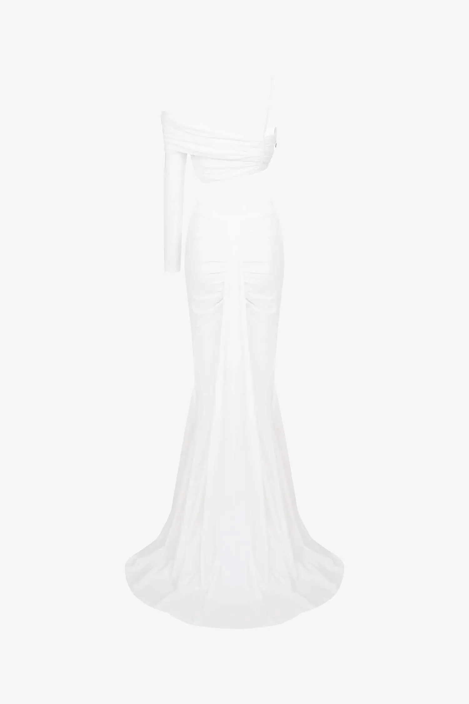 White One Shoulder Two Piece Mermaid Dress