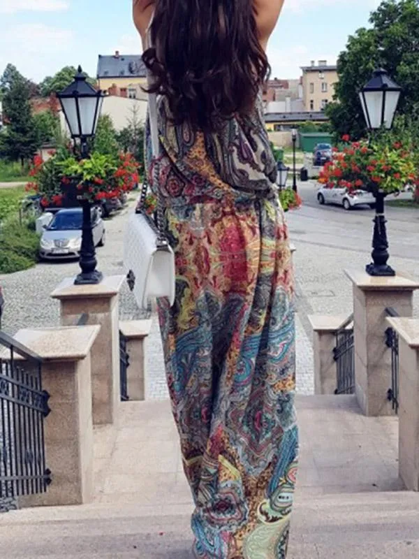 Wholesale Halter Sleeveless Floral Print Maxi Dresses