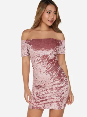 Wholesale Pink Off The Shoulder Bodycon Dresses